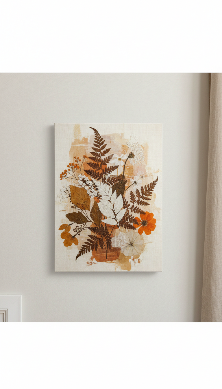 Mixed Media Botanical Print With Gold Leaf Accents
